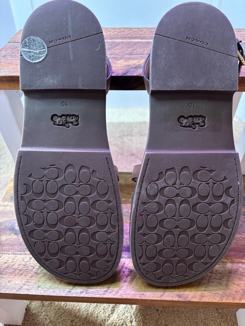 Coach Franny Dark Saddle Leather Fisherman Sandals, Size 10 - Picture 8 of 11